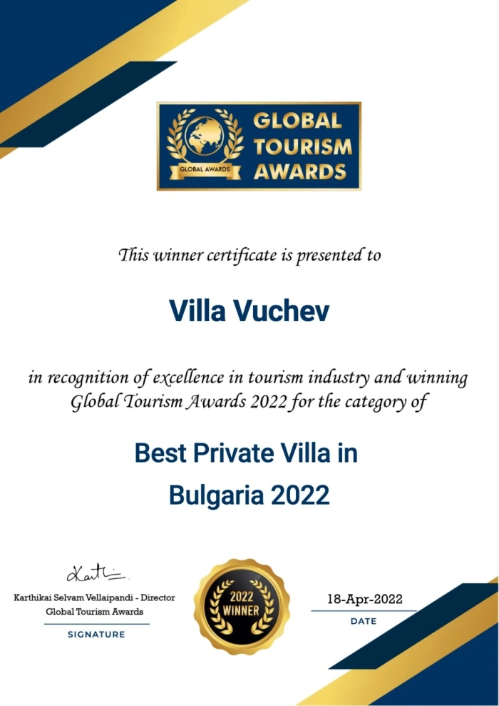 Villa Vuchev във Велинград спечели световна награда  