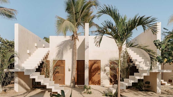 Хотел Casa Yuma в Мексико – построен с растителен бетон и розови тухли
